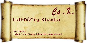 Csiffáry Klaudia névjegykártya